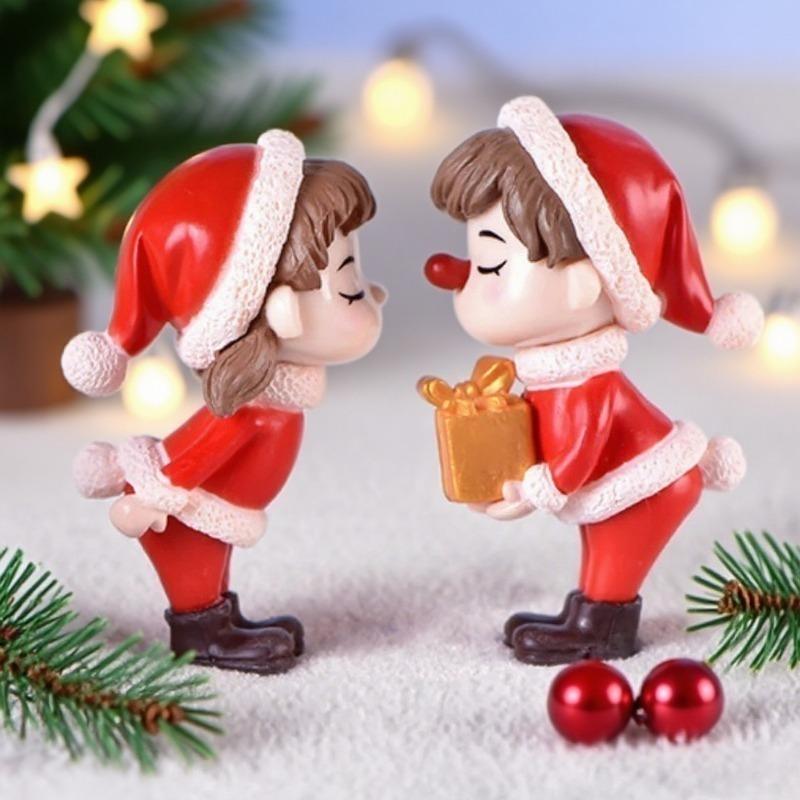 1-20Pairs Mini Christmas Couple Dolls DIY Decoration Accessories Desktop Ornaments Xmas Tree Holiday Party Home Decor Supplies