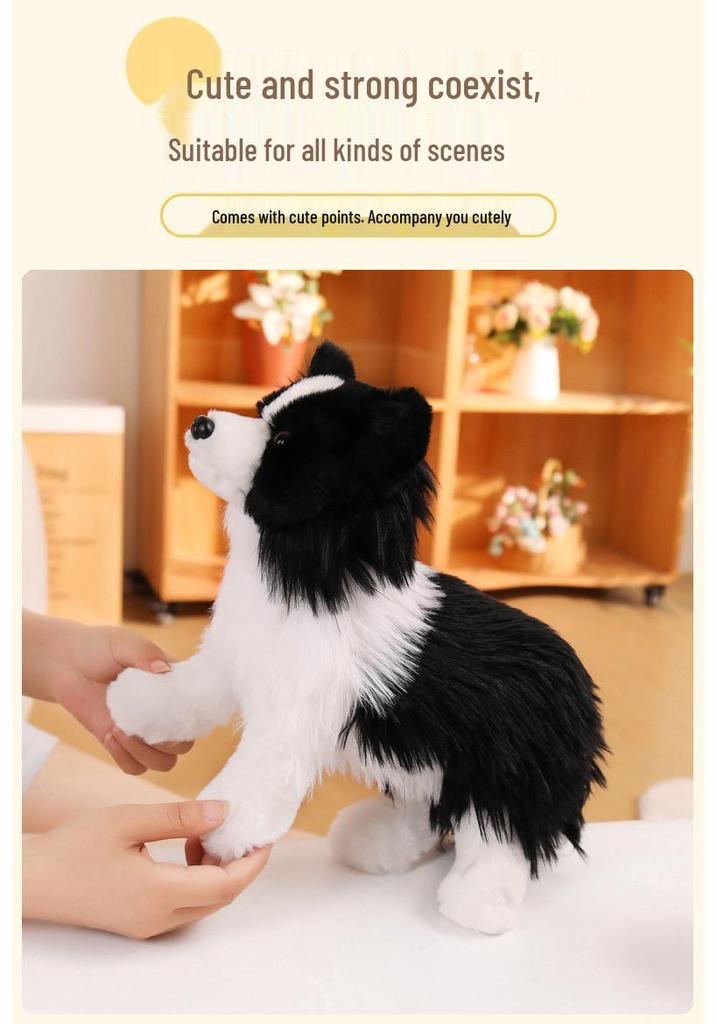 Border Collie Plush Toy - Standing & Lying Poses, Cute Dog Doll Gift