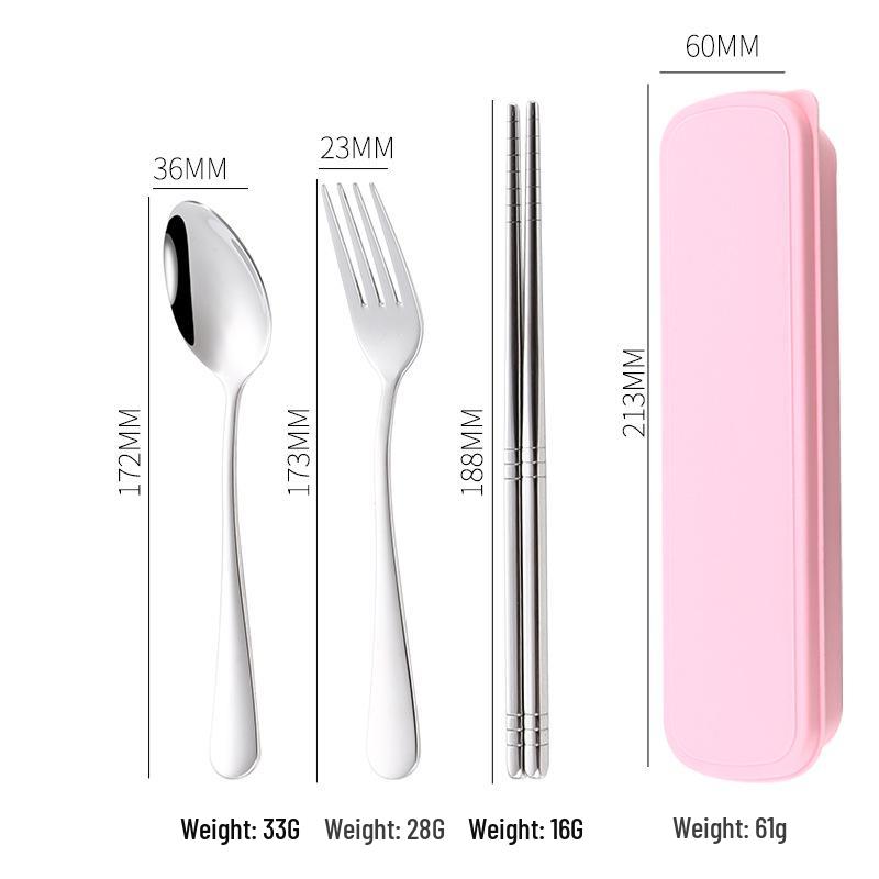304 Stainless Steel Cutlery Set: Spoon, Fork & Chopsticks - Portable Three-Piece Set for Outdoors, Gift, or Students with Custom Logo Option