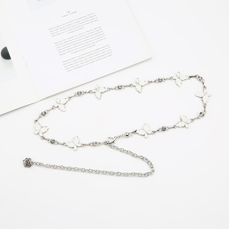 

Цепочка на талию с бабочкой Женская летняя декоративная Аксессуары для платья и рубашки Пояс студенческий металлический