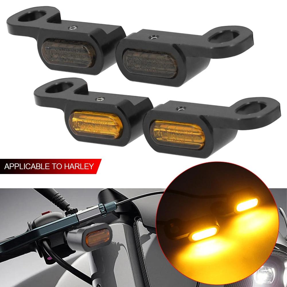 Motorcycle Mini LED Turn Signal Amber Light 12V E Mark For Harley Softail Touring Road King FLTRX FLHT FLHX 14-23 Softail 16-17