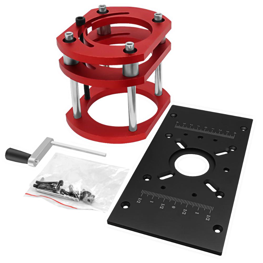 Woodworking Aluminum M8 Router Insert Plate,Carving Machine Lift Base,Router‑Table Lifting System for 65mm Motor