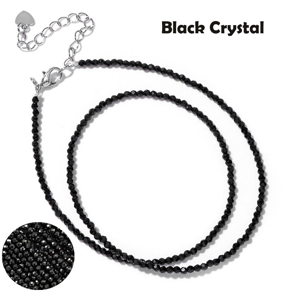 Natural Faceted Gemstones Necklace 2mm Beads Quartz Crystal Tourmaline Lapis Shining Stone Beaded Necklace Choker Jewelry
