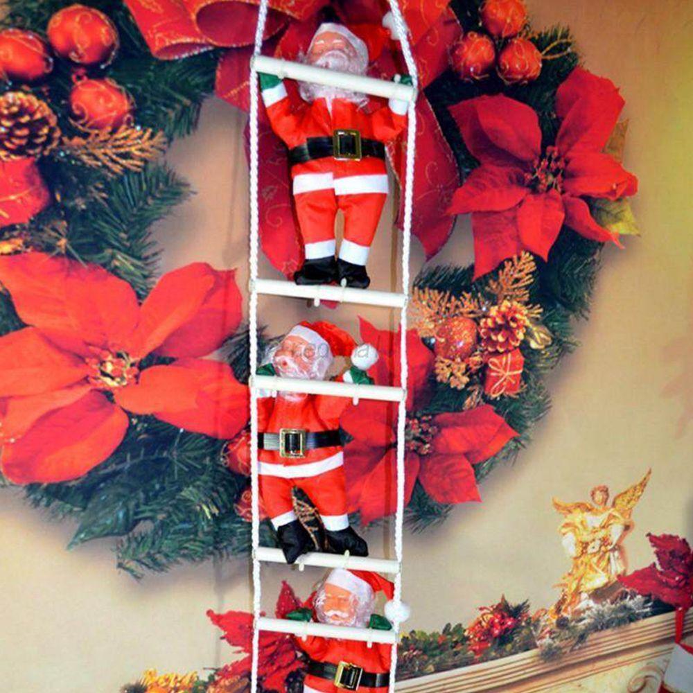 New Cute Window Decor Party Ornament Climb Ladder Doll Santa Claus Xmas Ornaments