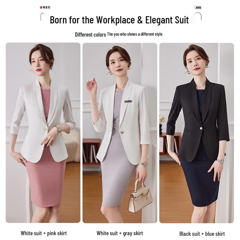 Women's Formal Mid-Sleeve Blazer & Dress Set