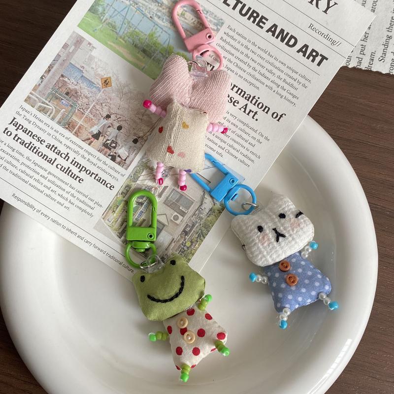 Cute Frog Pig Cat Pendant Keychain For Women Simple Design Phone Rope Chain Lovely Animal Bag Car Keyring Young Girls