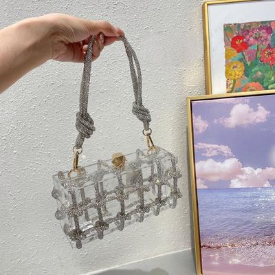 Fashion Trends Rhinestone Purse Hand Bags For Women 2024 New Elegant And Versatile Party Square Bag Crystal Clutch Bag