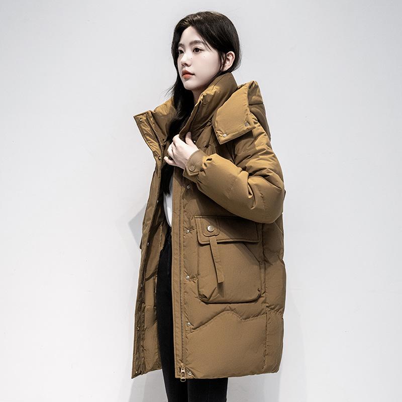 Women's Winter Down Coat: Simple, Long-length, Thick and Warm Jacket