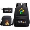 Mochila escolar de grande capacidade com alça de ombro; conjunto de estojo de lápis de três peças para estudante