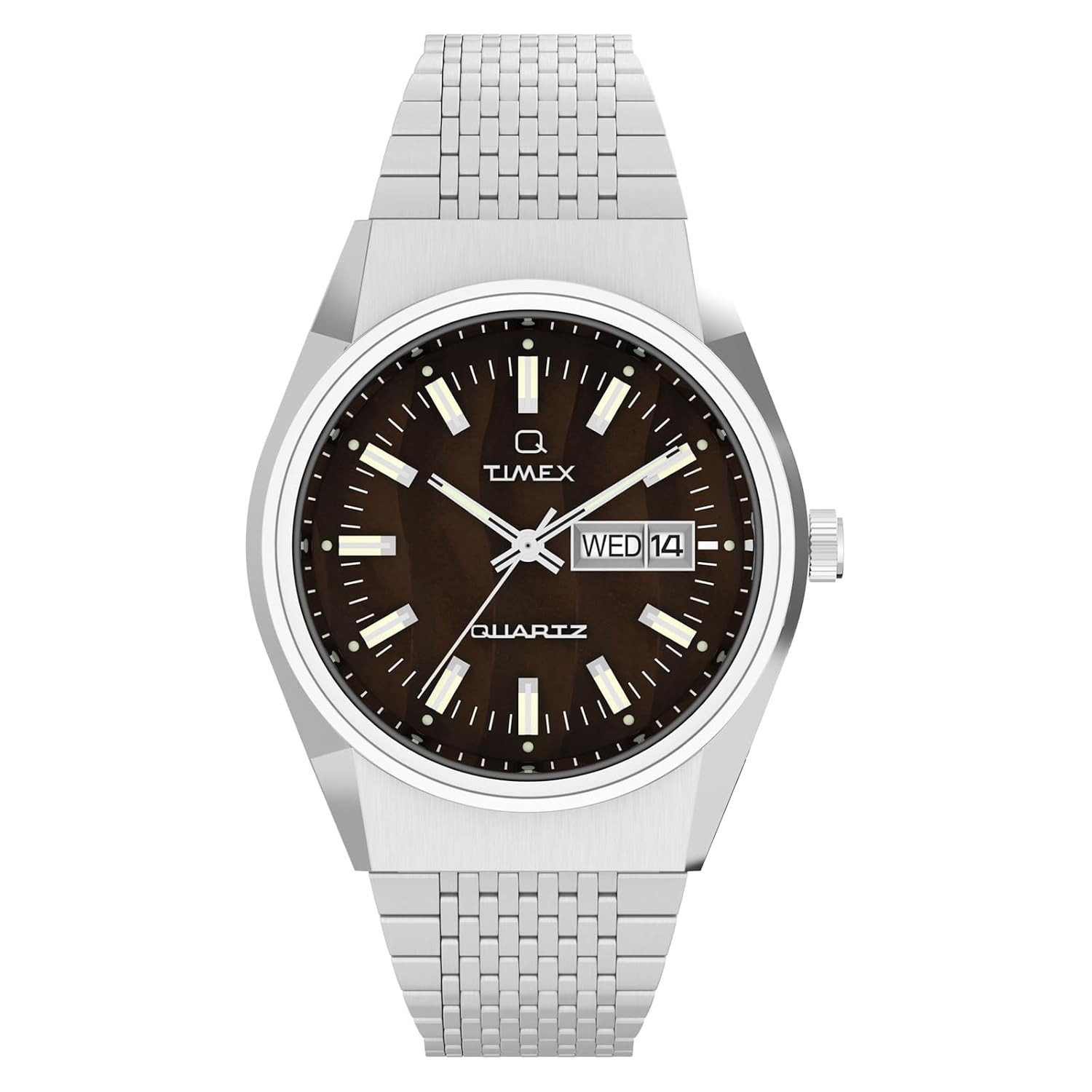 TIMEX QTIMEX Часы Кварцевые 5 АТМ Водонепроницаемые Пластик Коричневый циферблат TW2W62400 Унисекс