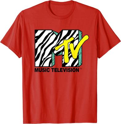 Zebra Print With Teal MTV Logo T Shirts TShirt