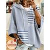 Women Three‑Quarter Sleeves Loose Hoodie Retro Floral Casual Vacation Top