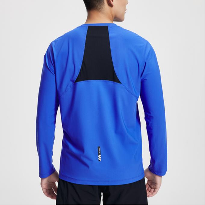 SAUCONY Solid Color Running Stretch Sweat-Wicking Crew Neck Pullover Knit Long Sleeve T-Shirt Men Tops Bright-Blue SC2230118A-BL02