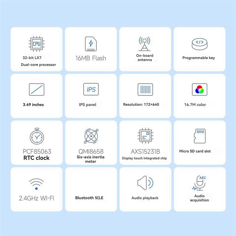 ABUO-ESP32-S3 N16R8 Development Board For Deepseek Xiaozhi AI Chat Robot Box With 3.49" LCD Touchscreen Wi-Fi BLE 5 Support