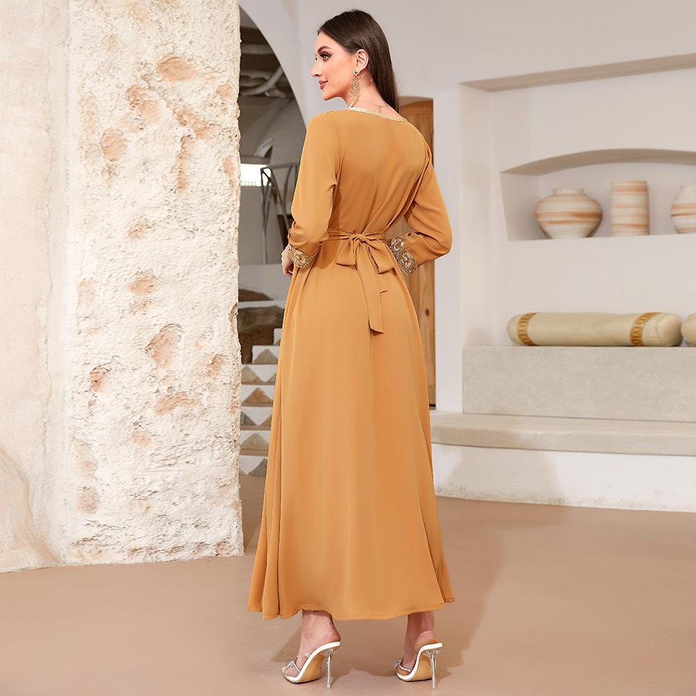 Middle Eastern Muslim Women's Embroidered Robe Loose Casual Long Ethnic Style Dress