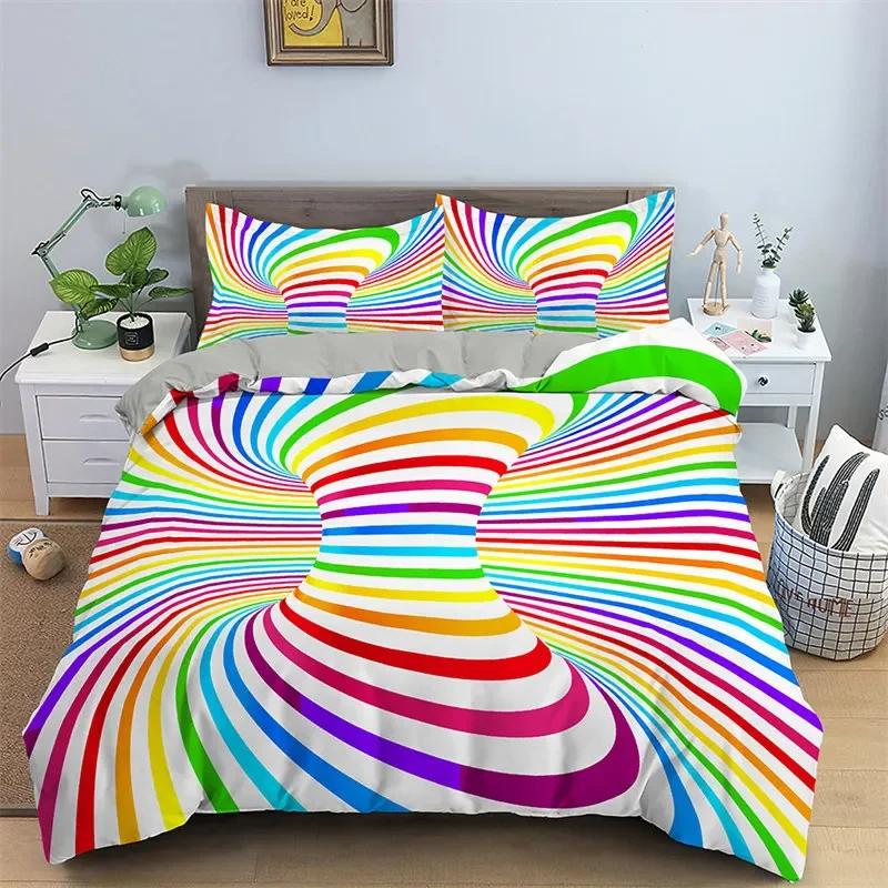 3D Psychedelic Swirl Duvet Cover Abstract Geometric Twin Bedding Set Microfiber Galaxy Comforter Cover For Kids Adult Room Decor