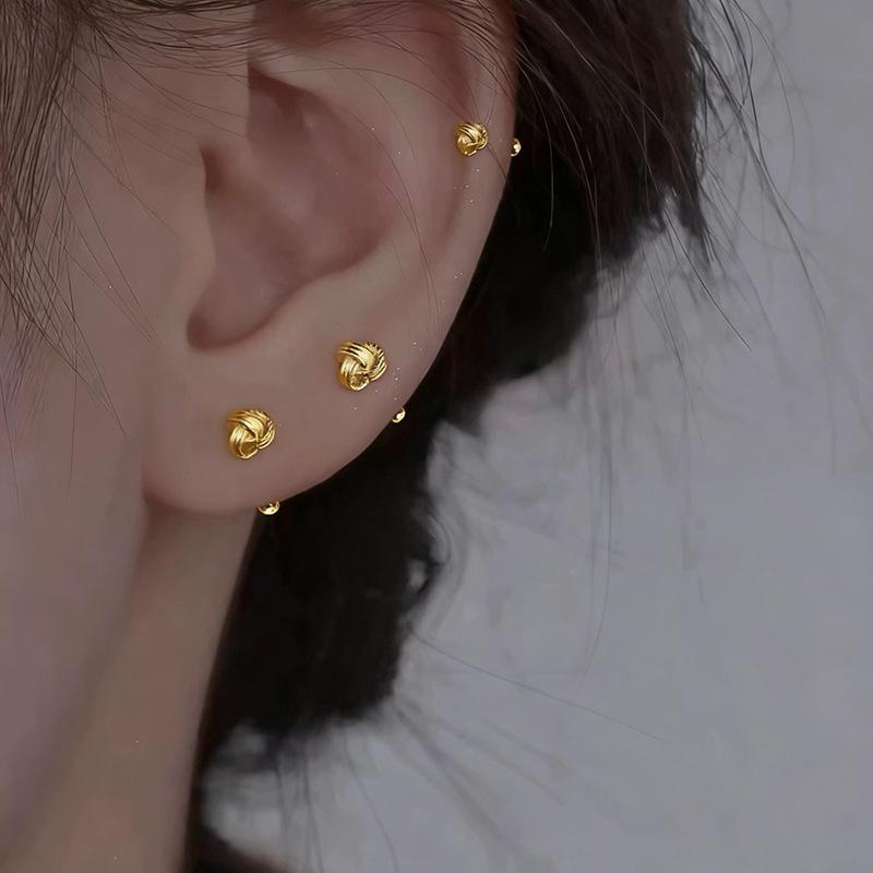 Auspicious Knot Earrings for Women Niche Premium Screw Back Tassel Ear Wire Healing Piercing Earrings