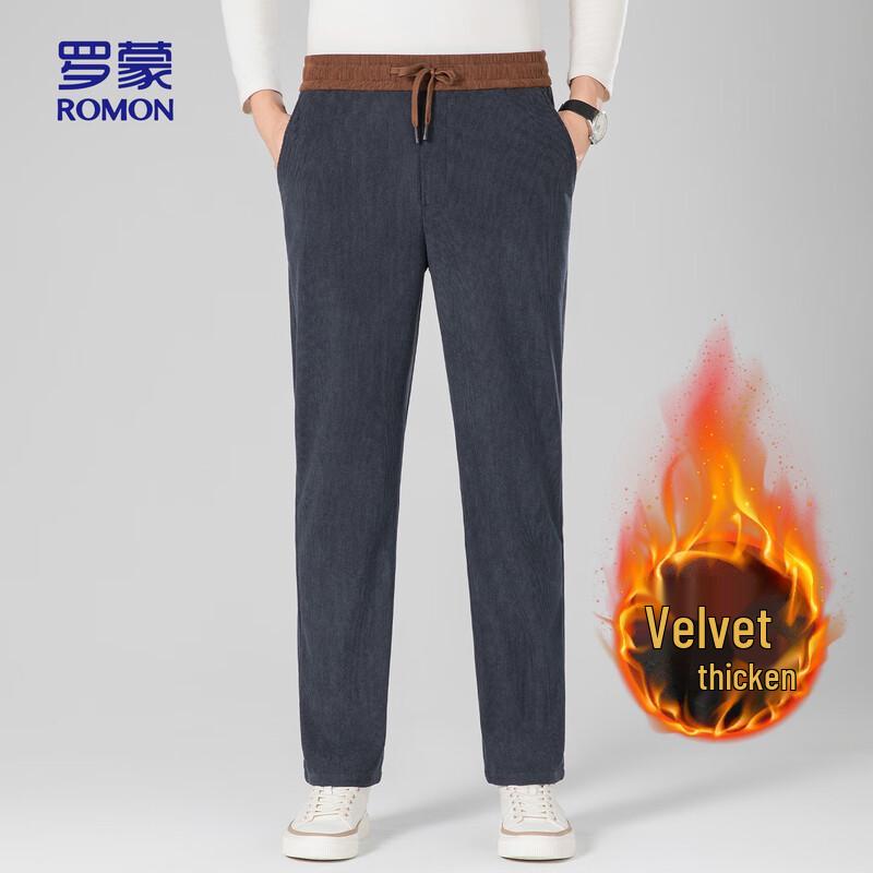 ROMON Men's Corduroy Straight-Leg Casual Pants