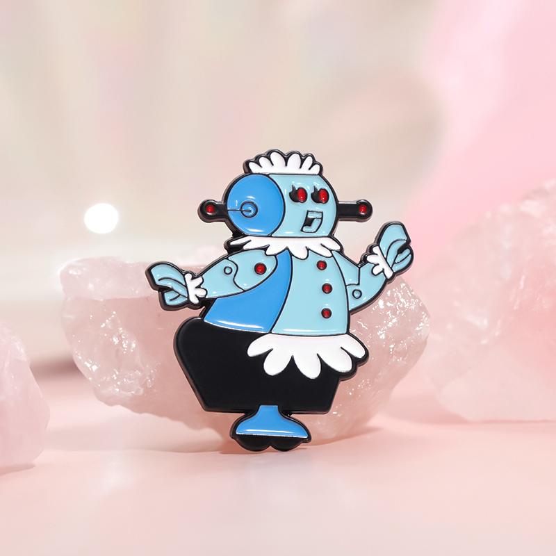 Nanny Robot Enamel Pins Custom Family Comedy TV Series Brooches Lapel Badges Cartoon Funny Jewelry Gift for Kids Friends