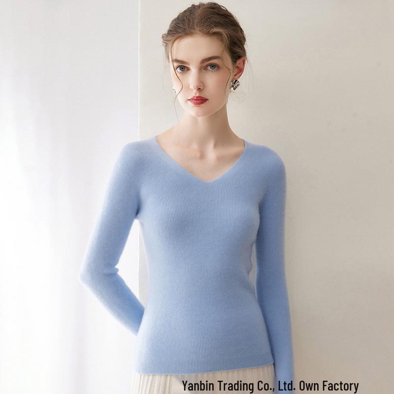 Damen Kaschmir V-Ausschnitt Langarm Pullover für Herbst/Winter