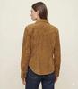 Suede Lambskin Leather Brown Soft Formal Genuine Women's Shirt Stylish Handmade