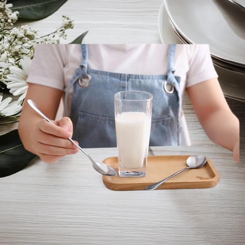 Elegant Stainless Steel Spoon with Long Handle; Coffee Mixing, Ice Cream, Dinner Table Spoon & Fruit Fork