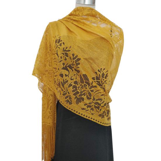 Women Scarf Solid Color Lace Ladies Crochet See Through Bride Shawl Wrap for Wedding