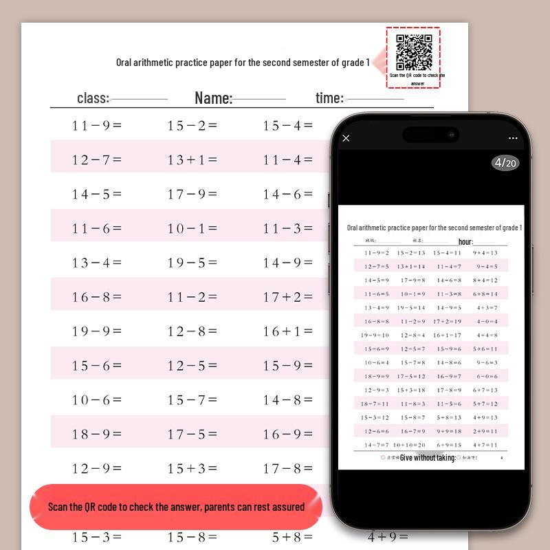 Grade 1-2 Math Flashcards: Large Format Addition & Subtraction Practice within 100