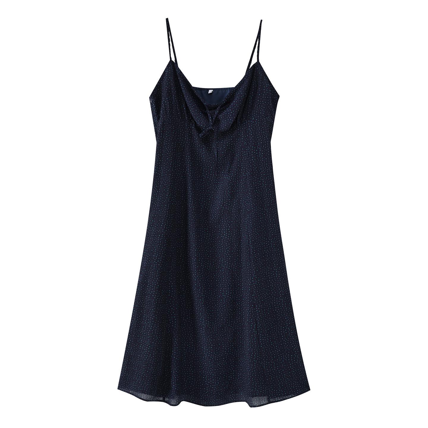 Zhi Xuan Plus Size Starry Sky Polka Dot A-line Camisole Dress - Slimming Summer 2026 Collection 3XL (160-180 lbs) темно-синий
