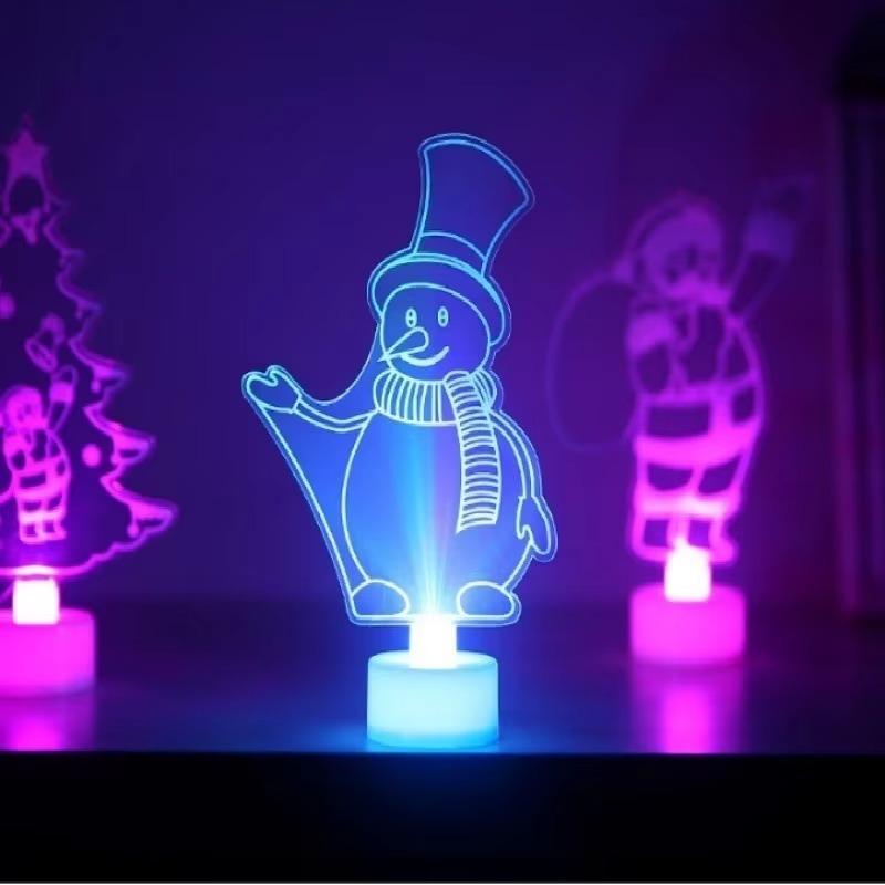 1 Stück Frohe Weihnachten LED Farbwechsel Mini Weihnachtsbaum Haus Tisch Party Dekor Anhänger Weihnachtsmann Dekorationen