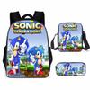 Cartoon Sonic Backpack, Primary And Secondary School Schoolbag, Messenger Bag, Pencil Case Three-Piece Set