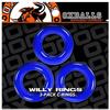 Lot de 3 cockrings Willy Rings Bleus - Oxballs - Cockrings Flexibles
