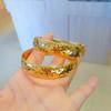 Gold 14mm Princess Bangle: Flashing Crushed Ice Light Luxury Versatile Bracelet Jewelry