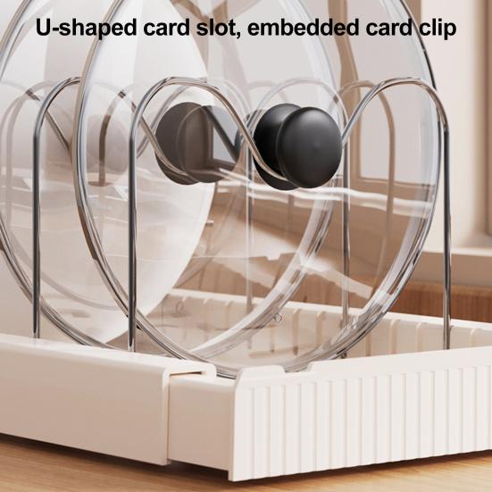 Stojak na garnki ze stali nierdzewnej z przegródkami, Regulowany organizer na pokrywki z rozszerzaną wentylowaną podstawą, Odporny na rdzę stojak do przechowywania w szafce kuchennej, Naczynie kuchenne