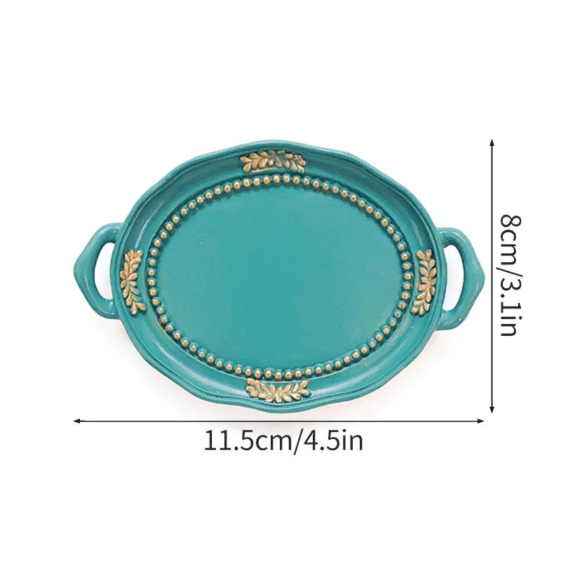 Classical Round Dessert Jewelry Necklace Earrings Storage Tray Resin Dish Plate Photo Props Room Aesthetic Decor Accessories
