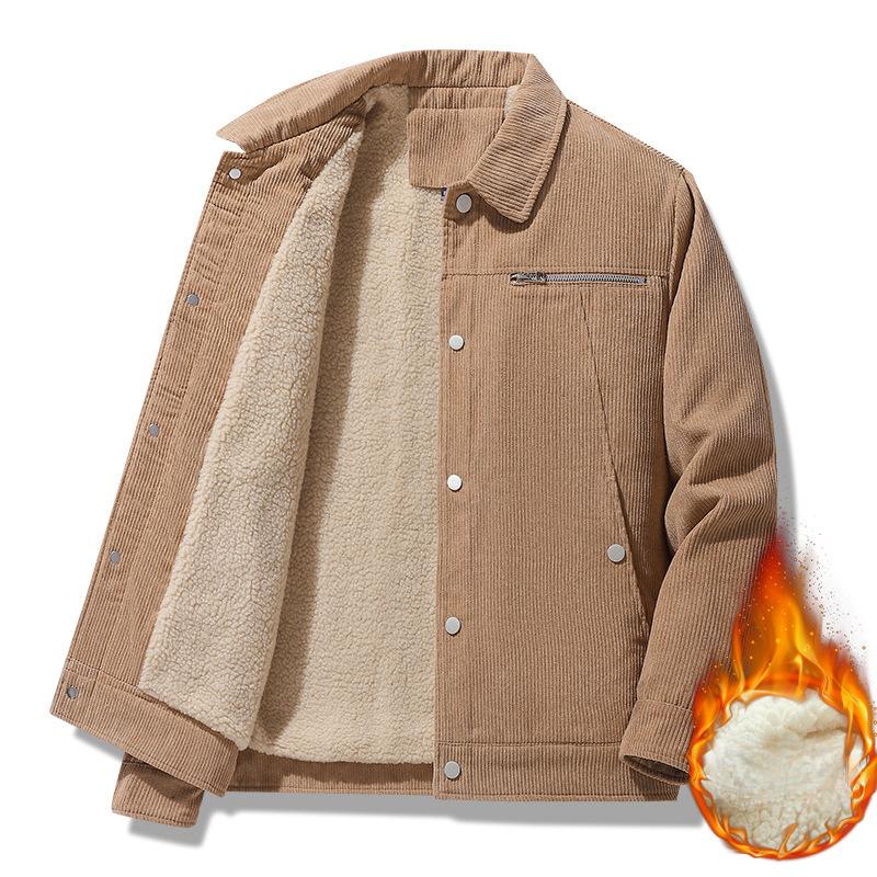 Kurtka sztruksowa męska odzież robocza męska jesień i zima kurtka z jagnięcego aksamitu duży rozmiar kurtka zimowa plus aksamitny płaszcz bawełniany dla mężczyzn