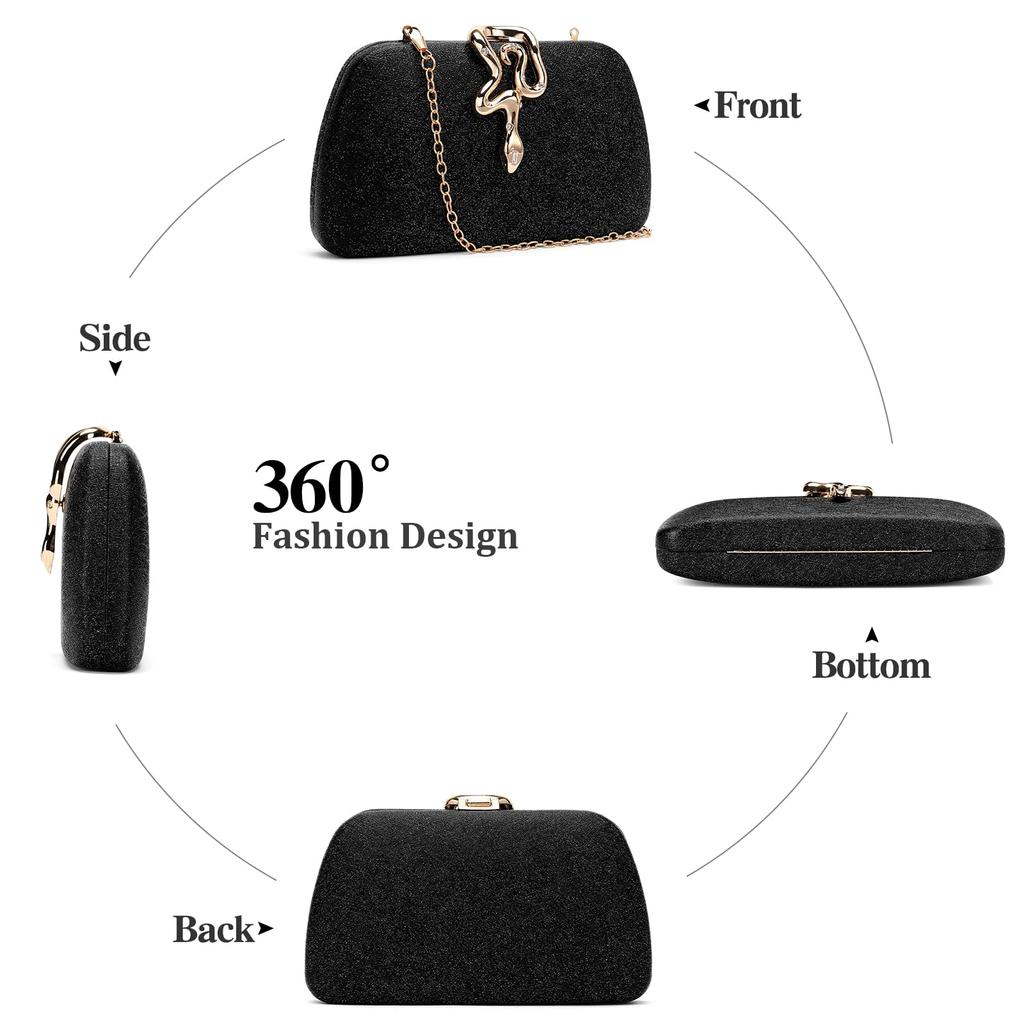 RNIEGA Women's Glitter Clutch Bag, Party Bag, Wedding Handbag, Perfect for Receptions and Weddings