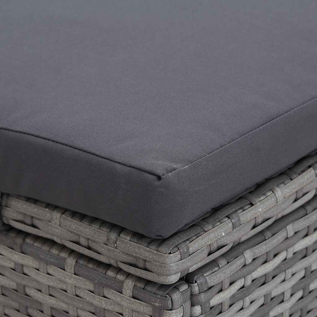 2 Person Sun Lounger with Cushion Poly Rattan Gray