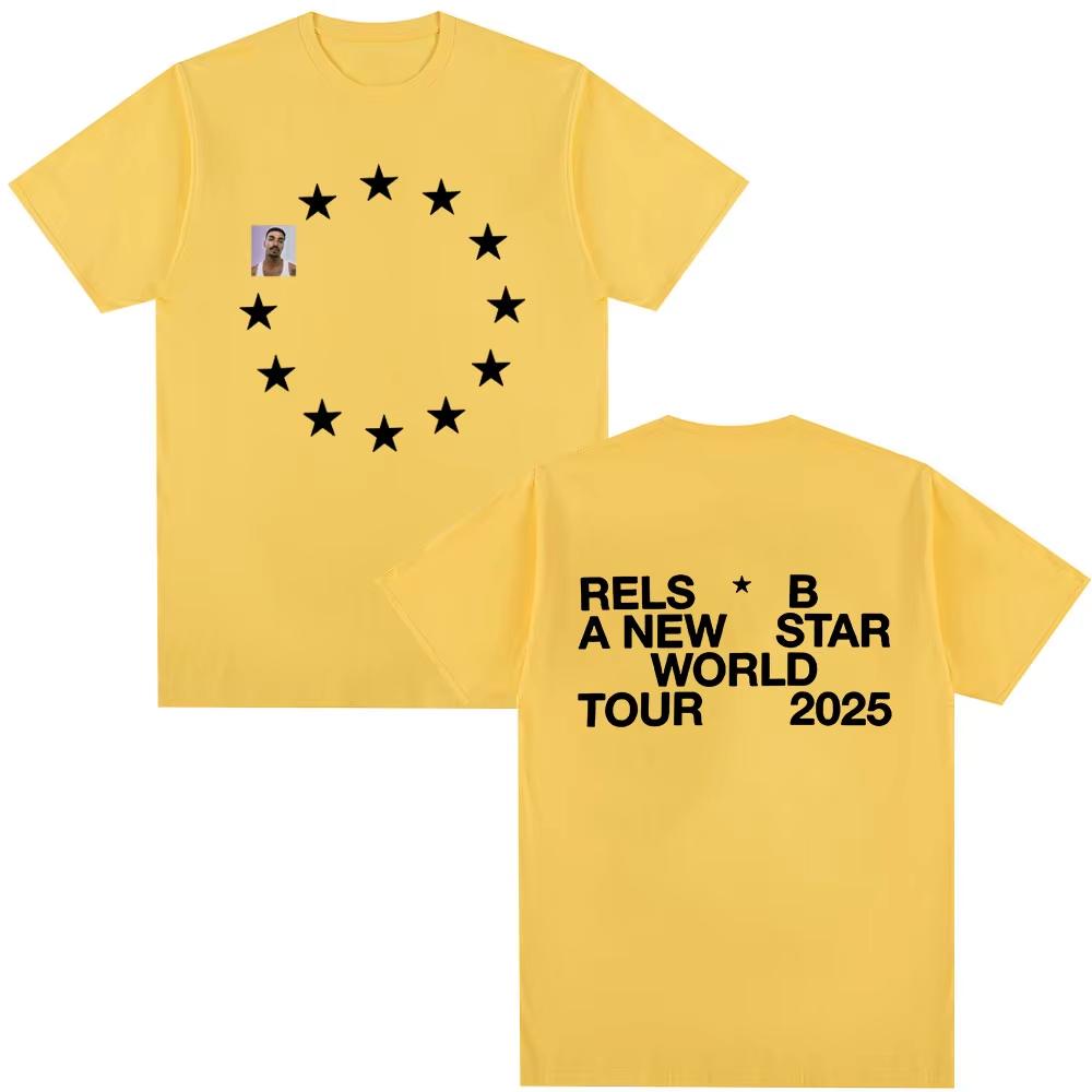 2026 Rels B A New Star World Tour Merch TShirt Unisex Unisex Clothing Hip Hop TShirts Summer Harajuku T Shirts Streetwear Tees