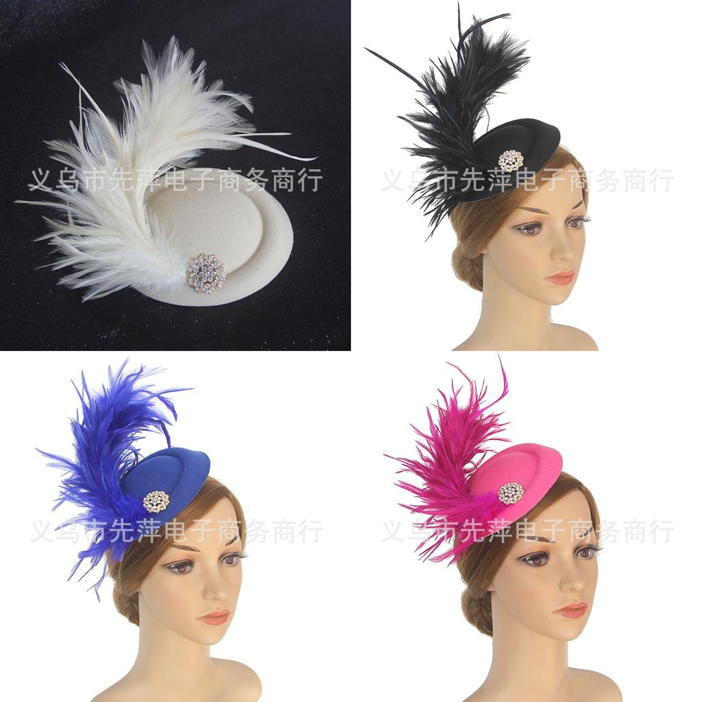 Vintage Bridal Hat With Feather Decor For Wedding And Cosplay