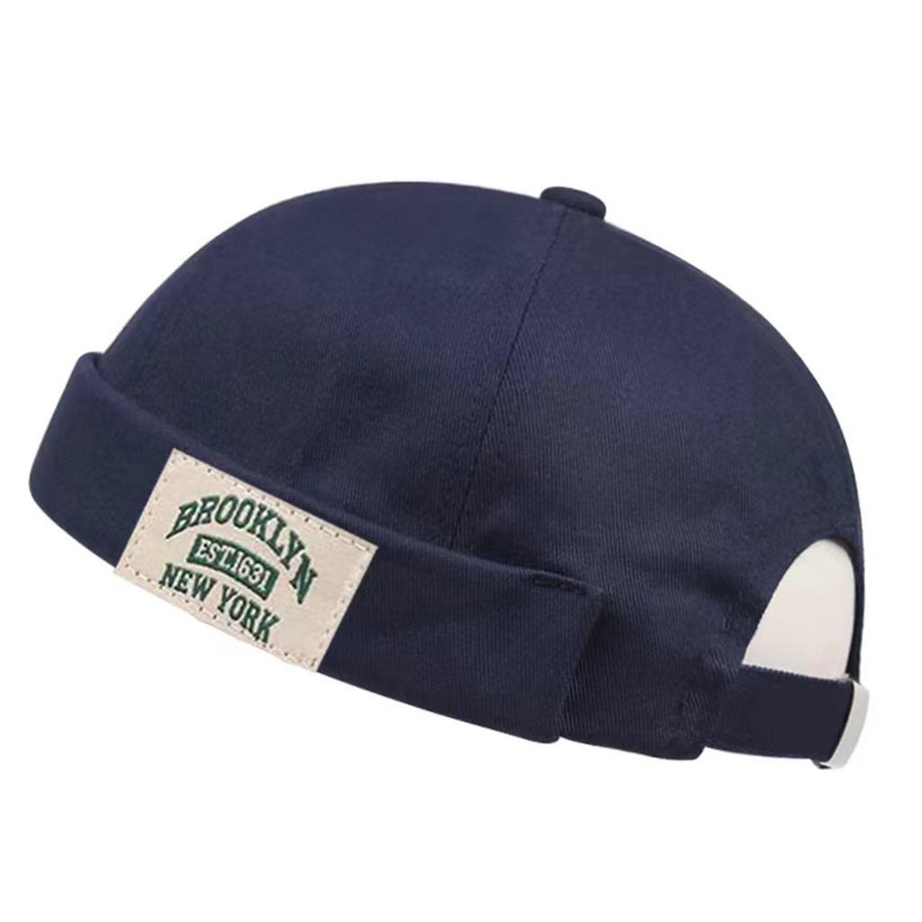 Retro artistic men and women, spring, summer, autumn, no eave fashion, versatile dome shaped melon skin landlord hat