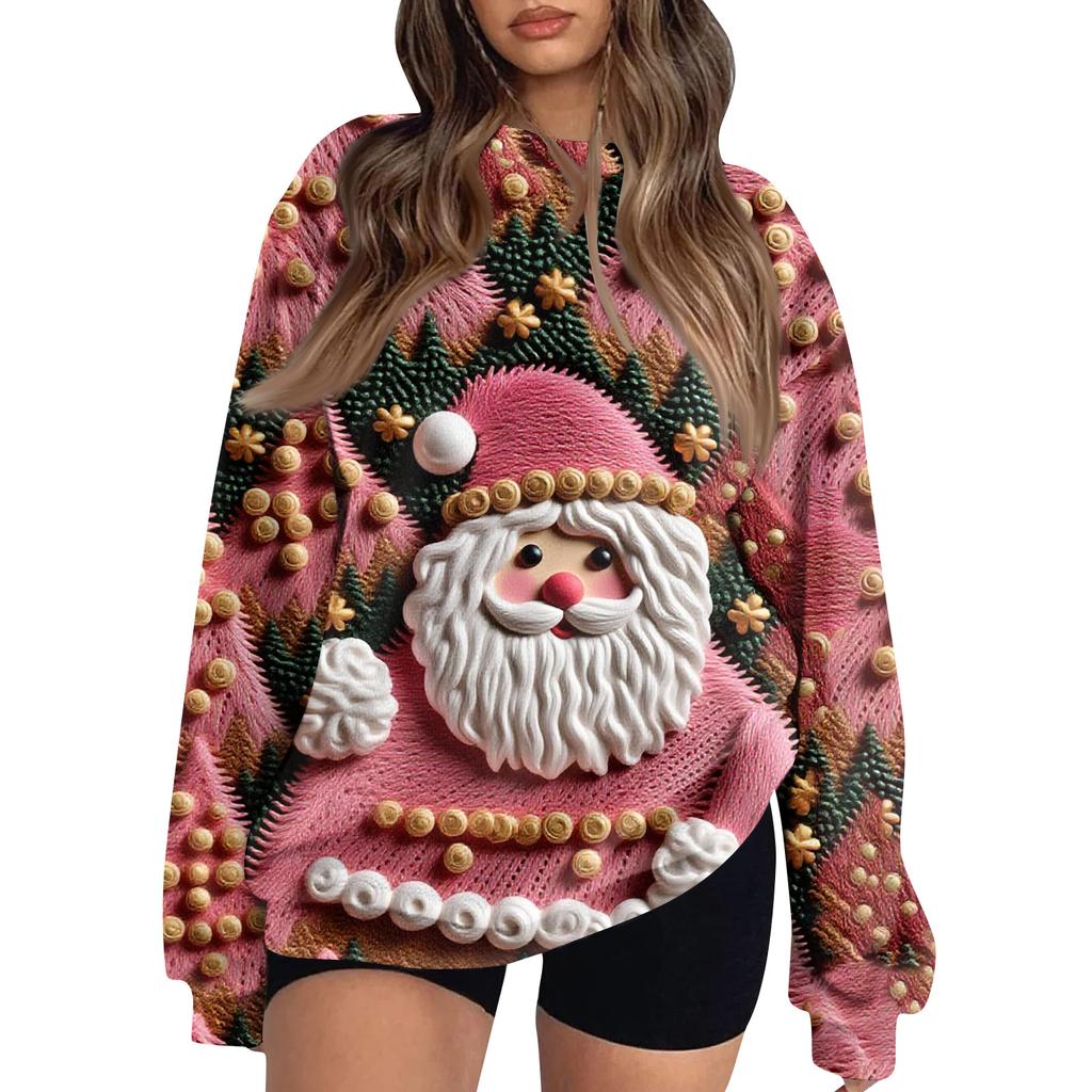 Women's Fleece Hoodie Long-Sleeve Round  Neck Casual Comfortable Loose-Fit Lightweight Women's Hoodie