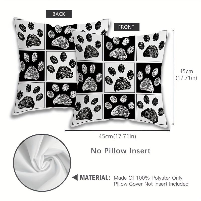 Cute Dog Paw Print Pillow Cover Zipper Removable Home Decor No Insert