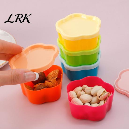 Dustproof Snack Containers 5Pcs Mini Storage Box with Lids, Stackable Plastic Containers, Reusable Heart/Square/Flower Shape Food Organizer