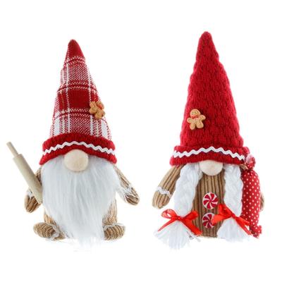 Festival Handmade Gnomes Plush Dolls Christmas Decoration with Gingerbreads Man Hat for Table and Book Shelf Display