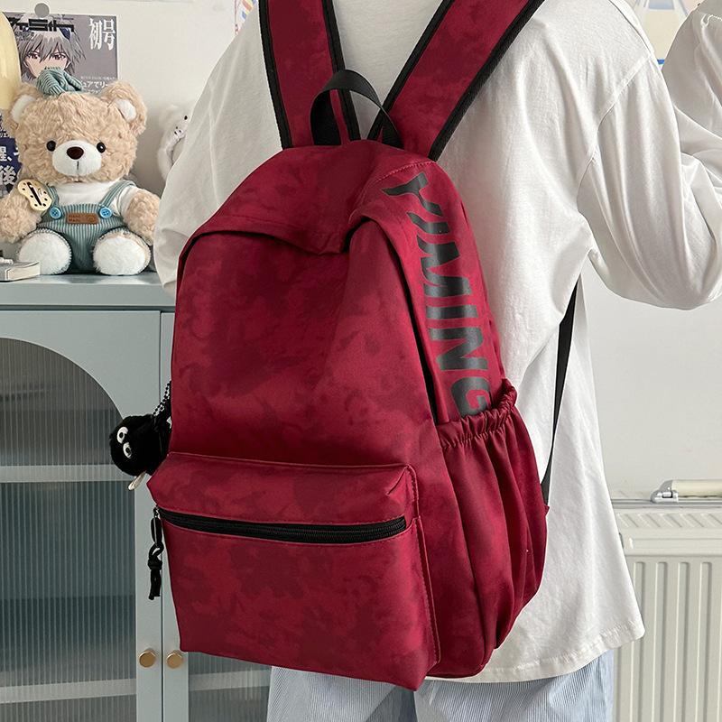 

Large capacity student schoolbag leisure travel outdoor couple backpack anti-theft zipper high value backpack красный