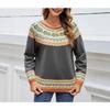 Pull Tricoté Style Américain Color Block pour Femme - Manches Longues Décontracté Col Rond