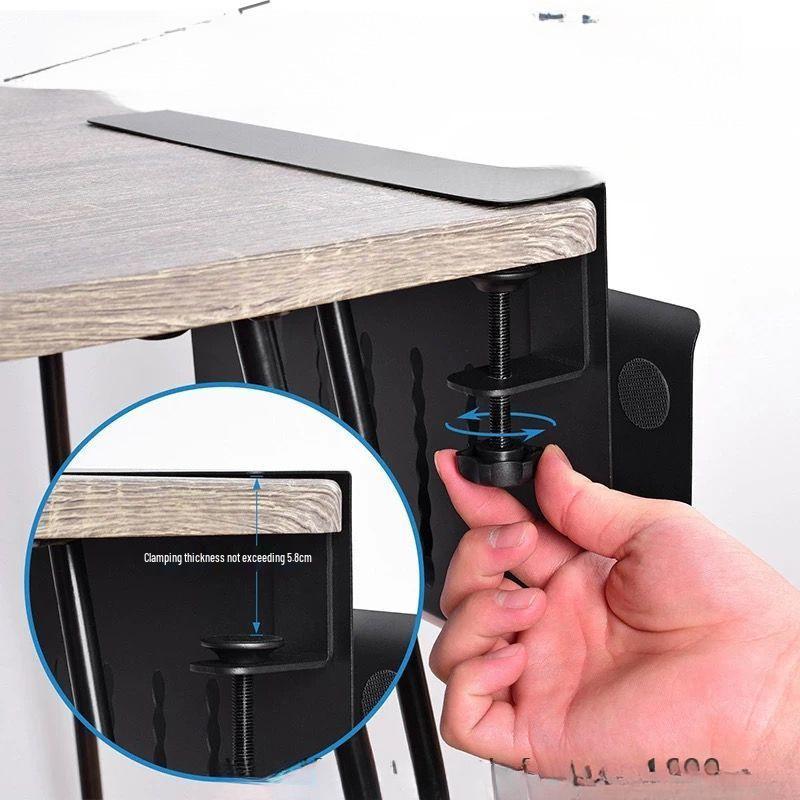Multi-Functional No-Drill Vertical Laptop Cooling and Storage Rack for Desks