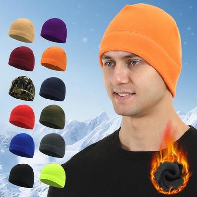 Warme Beanie-Mütze für Männer und Frauen mit Bündchen, dicke Fleece-Wintermütze, elastische Totenkopfmütze