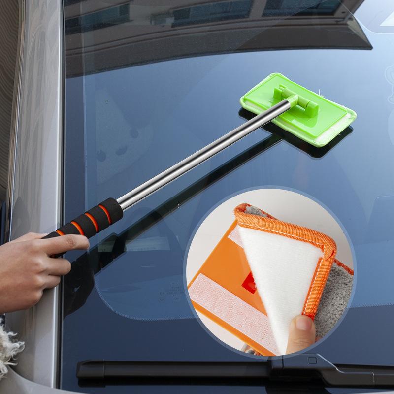 Car Windshield Glass Wiper Cleaner Telescopic 1 Set With Solid Metal Pole Auto Defogging Tool for Car Exterior Window Stain Removal
